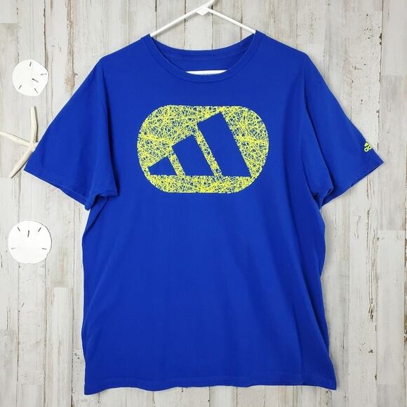 Adidas Men's Blue Graphic T-Shirt - Picture 1 of 8